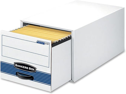 Bankers Box STOR/DRAWER STEEL PLUS Extra Space-Saving Filing Cabinet, Stacks up to 5 High, Legal, 6 Pack (00312) , White