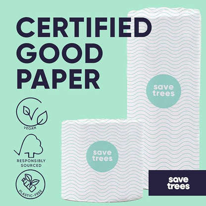 Save Trees Bamboo Paper Towels 6pk - 750 Sheets Paper Towels Rolls Ultra Absorbent & Durable Eco-Friendly - FSC-Certified, totally Plastic-Free, and Vegan