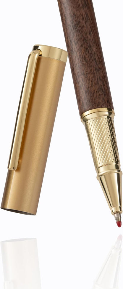 Luxury Wooden and Metal Rollerball Pen Set with Spare Gel Ink Refill,Rosewood,White Oak,Walnut Wood Signature Roller Ball Pen,Business Gift Set for Men and Women (Purple Sandalwood)