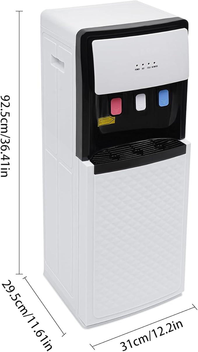 Floor Standing Water Cooler, Hot & Cold Standing Water Dispenser, Bottom Loading Water Cooler Dispenser w/ 3 Temperature Settings of Hot, Cold, Room Water for Home, Office (220V, White)
