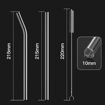 8-Pack Reusable Glass Straw,Size 8.5''x10 MM,Including 4 Straight and 4 Bent with 2 Cleaning Brush- Perfect For Smoothies, Tea, Juice