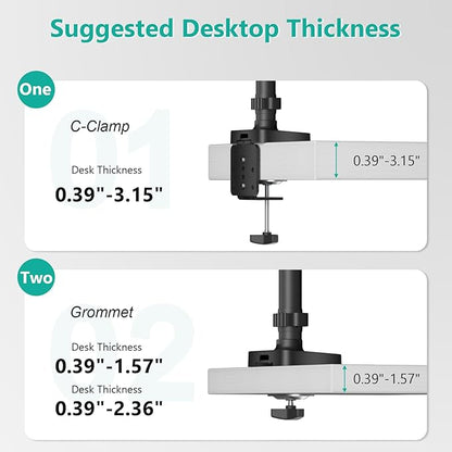 WALI Triple Monitor Mount, 3 Monitor Desk Mount with Premium Gas Spring Arm for Screens up to 27 inch, Multiple Monitors Stand with Tilt, Swivel, Rotation, Mounting Holes 75/100 mm, Black