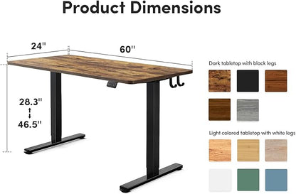 FEZIBO Electric Standing Desk, Height Adjustable Stand up Desk, 60 x 24 Inches Sit Stand Home Office Desk, Computer Desk, Rustic Brown