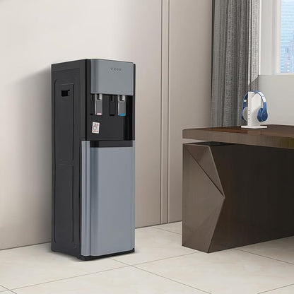 Bottom Loading Water Dispenser for 5 Gallon Bottle, Stainless Steel Portable Water Cooler Dispenser with LED Light - Hot and Cold Water, Anti-Rust Coating for Home, Office, Living Room, Dark Gray
