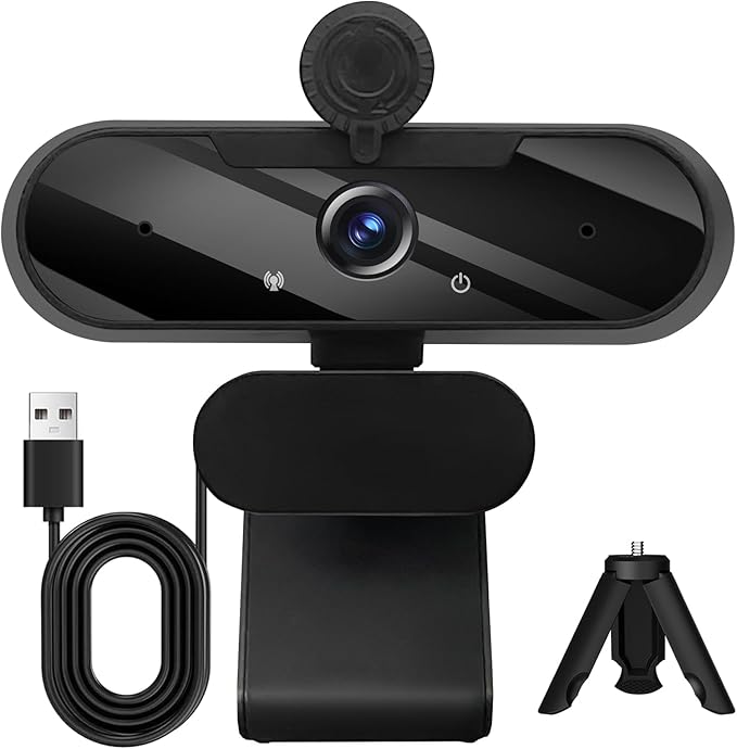 USB HD 1080P Video Webcam and Wide Angle Camera with Built-in Microphone and Rotatable Tripod,for Laptop Computer or Desktop PC,Great for Live Streaming.Calls.Video Conferencing - 1(Black)