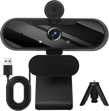 USB HD 1080P Video Webcam and Wide Angle Camera with Built-in Microphone and Rotatable Tripod,for Laptop Computer or Desktop PC,Great for Live Streaming.Calls.Video Conferencing - 1(Black)