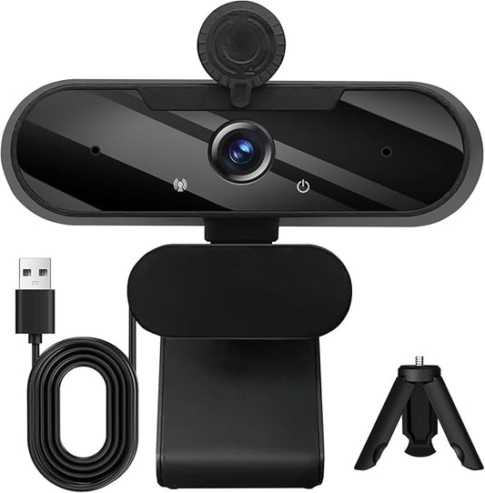 USB HD 1080P Video Webcam and Wide Angle Camera with Built-in Microphone and Rotatable Tripod,for Laptop Computer or Desktop PC,Great for Live Streaming.Calls.Video Conferencing - 1(Black)