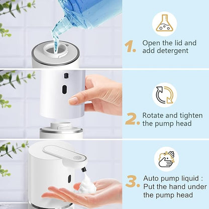 Automatic Liquid Soap Dispenser Bathroom Kitchen, Dish Liquid Soap for Body Shampoo Shower,Gel Hand Free Liquid Wall Mount Touchless Soap Dispenser with 380ml Auto Liquid Dispenser Sylfu