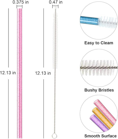 Replacement Straw Compatible with Stanley 40 oz 30 oz Cup Tumbler, 6 Pack Reusable Straw with Cleaning Brush, Plastic, Color, Dishwasher Safe
