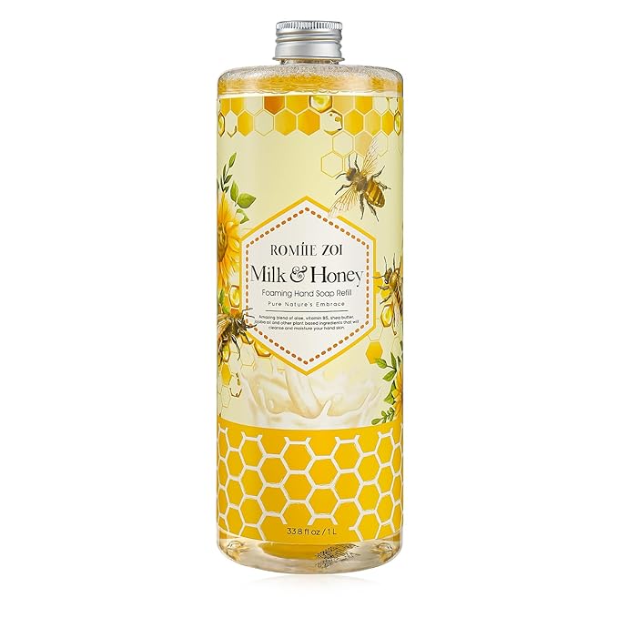 ROMIIE ZOI Foaming Hand Soap Refill, Milk & Honey, Gentle & Moisturizing Formula, 1 L/ 33.8 FL OZ