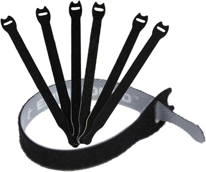 Reusable Cable Ties 1/2" x 6" for Cable Management and Organizing Cords - 30 Pack Bundled with 2 Bonus Cinch Straps (Black)