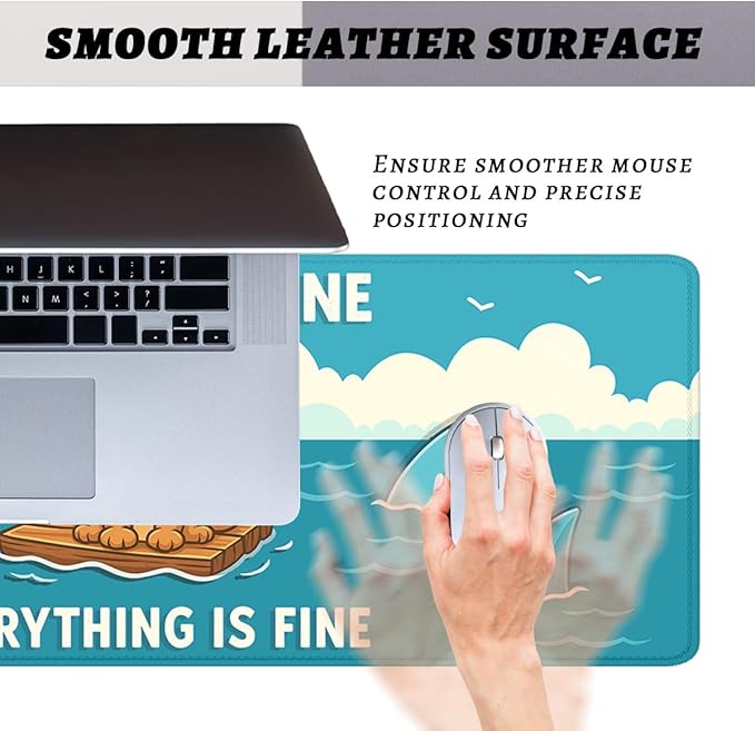 Funny Dog Gaming Mouse Pad Cartoon Everything Fine Reject Anxiety XL Mouse Pad Large Mousepad Extended Laptop Keyboard Mat Gaming Desk Pad Mouse Mat 31.5"x11.8"