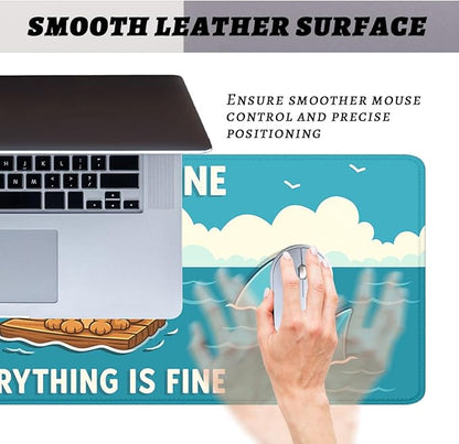 Funny Dog Gaming Mouse Pad Cartoon Everything Fine Reject Anxiety XL Mouse Pad Large Mousepad Extended Laptop Keyboard Mat Gaming Desk Pad Mouse Mat 31.5"x11.8"