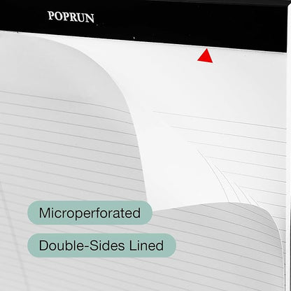 POPRUN White Legal Pads 8.5 x 11.75 College Ruled, 100GSM Writing Paper Pad, Bulk Lined Notepad Notebooks for Work School, Classroom Office Supplies, 6 Pack
