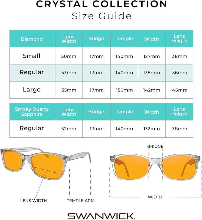 Swanwick Crystal Night Swannies - 99% Premium Blue Light Blocking Glasses, Anti Glare Anti-Fatigue & Eyestrain for Screens