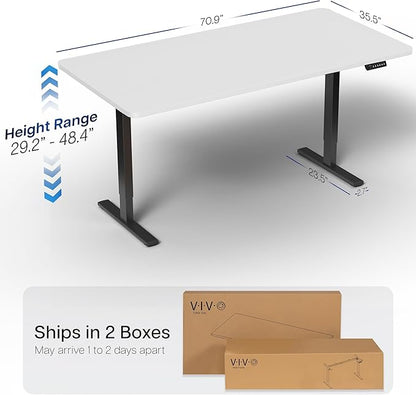 VIVO Electric 71 x 36 in Standing Desk, Memory Height Adjustment, 1B Series, White Top Black Frame, DESK-KIT-1B7W-36