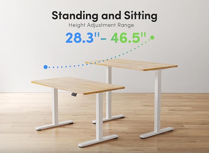 FEZIBO Electric Standing Desk, Height Adjustable Stand up Desk, 40 x 24 Inches Sit Stand Home Office Desk, Computer Desk, Maple