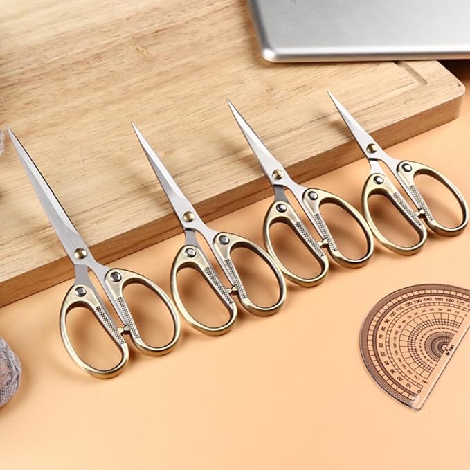 5" All Stainless Steel Office Scissors,Ultra Sharp Blade Shears,Sturdy Sharp Scissor for Office Home School Sewing Fabric Craft Supplies Multipurpose Scissors Brassy