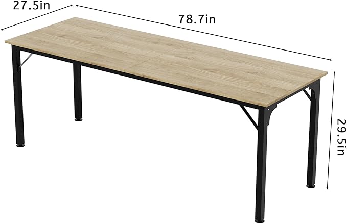 78.7 Inches Extra Long Desk,6.5ft Office Table with Flexible Configuration,Large Computer Table with Adjustable Footpads,Stable Structure,Standing Desk for 2 Person (Light Wood)