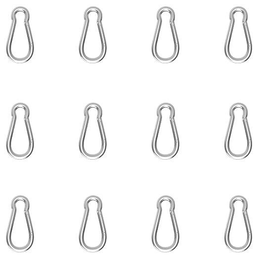 1.57IN Spring Snap Hook Carabiner, 12PCS M4 Heavy Duty Galvanized Steel Carabiner Clip, 110LBS Holding Capacity Spring Clips for Hammock Swing Outdoor Travel