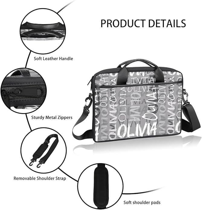 Custom-Laptop-Bag 15 Inch with Name Photo Personalized-Computer-Shoulder-Case Briefcases for Women Men Business