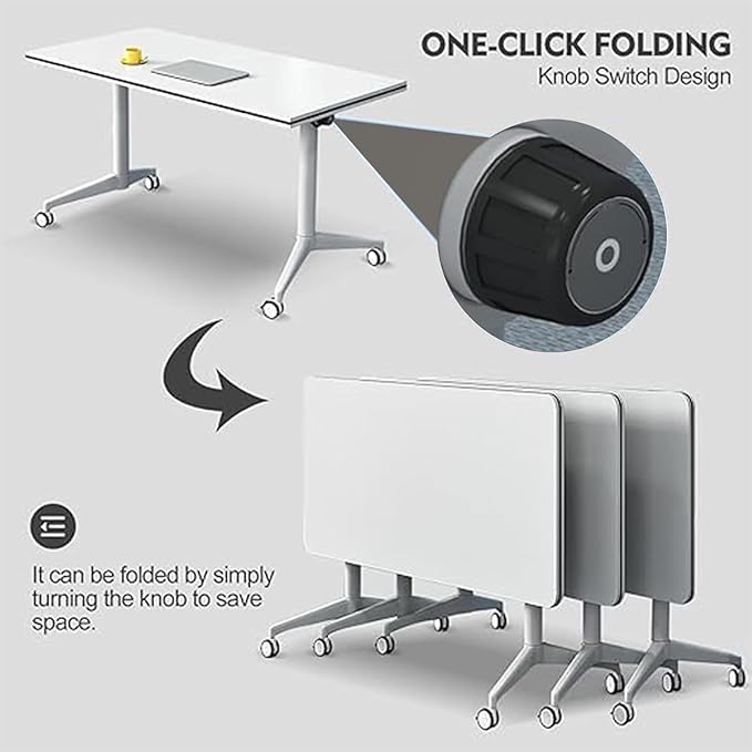 Conference Table,Folding Conference Room Tables with Flip-Top Design,Large Mobile Training Table,Rolling Seminar Meeting Table with Caster,Modular Seminar Tables for Office Meeting (8pack, 70.9in)
