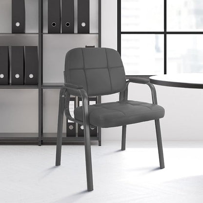 CLATINA Waiting Room Guest Chair with Bonded Leather Padded Arm Rest for Office Reception and Conference Desk(Grey 6 Pack)