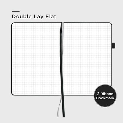 160 Pages, A5 5.7 x 8 inches 100 gsm Thick Paper Notebook Journals for Writing, Grid Hardcover Notebook(1 Pack, black)