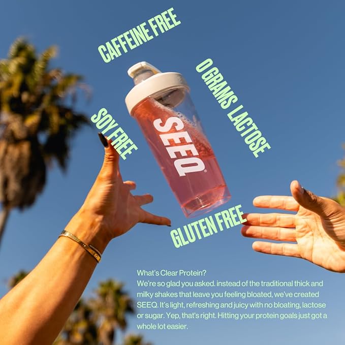 SEEQ Clear Whey Isolate Protein Powder, Watermelon Wave, 22 Servings, 22g Protein Per Serving, Sugar-Free, Keto-Friendly, Soy-Free Clear Protein Powder, Juice-Like Protein