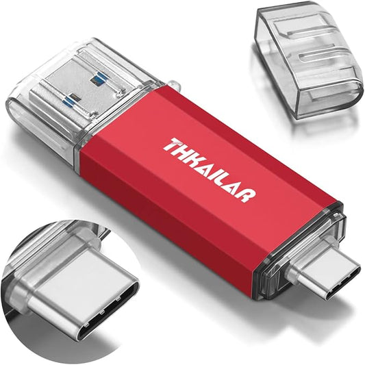 Thkailar USB C Flash Drive 128GB,USB Flash Drive with Type C and Type A 3.1 Port USB C Thumb Drive Compatible with Android Phone/PC/Mac Pro