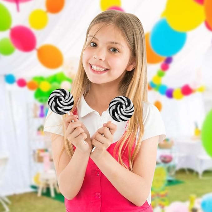 Black and White Swirl Lollipops,50pcs Pack of Suckers Individually Wrapped, Ideal Candy Lollipops for Kids’ Parties, Gift Bags and Celebration Decorations, Tasty Lollipop Candy that Everyone Will Love