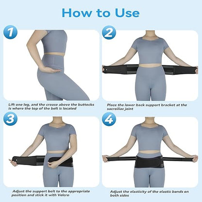 Sacroiliac SI Joint Hip Belt for Women and Men, Lower Back, Trochanter Brace, Sciatic, Pelvic & Hip Support brace, Non-Slip, Adjustable & Breathable Pain Relief Brace with 5 Stainless Steel Spring