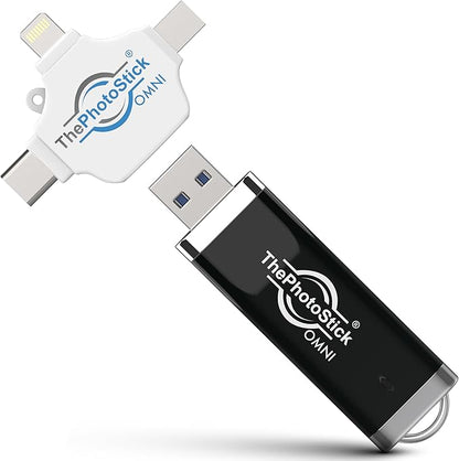 ThePhotoStick® Omni 128GB USB Flash Drive & Memory Stick – Photo & Video Backup for iPhone, Android, Mac & PC – Multiport Connection to Easily Store & Transfer Files