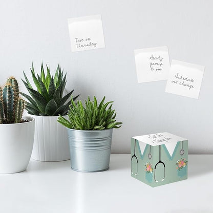 Nurse Scrubs Sticky Note Cube / 600 Sheets / 2.75" Nursing Memo Block Printed On 4 Sides/Floral Pocket Cube/Made in USA