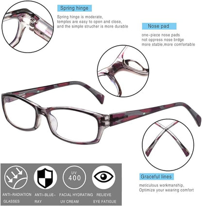 Henotin 5-Pack Reading Glasses Blue Light Blocking Anti Eyestrain Computer Reading Glasses for Women and Men Readers (5 Pairs Mix Color, 1.25)