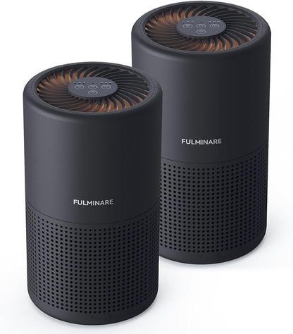 FULMINARE Air Purifiers for Bedroom H13 True HEPA Air Filter Quiet Air Cleaner With Night Light Portable Small Air Purifier for Home, Office, Living Room (Black 2 Pack)