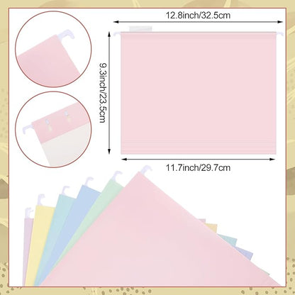24 Hanging File Folder with Acrylic Organizer for Letter/a4 Size Desktop Clear File Storage Box with Handles for Home Work Office Use(Macaroon,Classic)