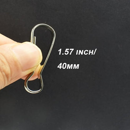 60 pcs Stainless Steel Small Spring Hooks 1.57inch/40mm Lanyard Clasp Zipper Snap Clips for Key Chain ID Card Badge Holders