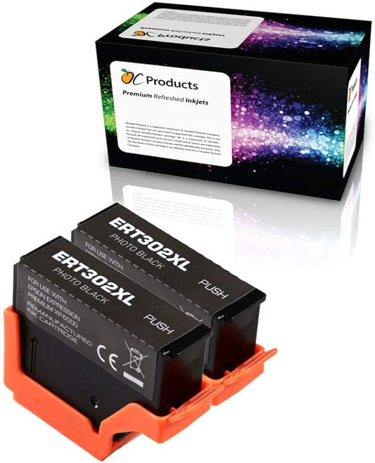 Remanufactured Ink Cartridge Replacement 2 Pack for Epson 302 302XL for Expression Premium XP-6000 XP-6100 (Photo Black)