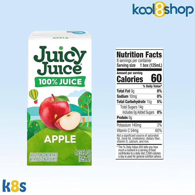 Juicy Juice Apple 100% Juice No Sugar Added On The Go Box 4.23 fl oz 40 Pack + 2 Reusable Snack Bags by KOOL8SHOP Infinite Deals
