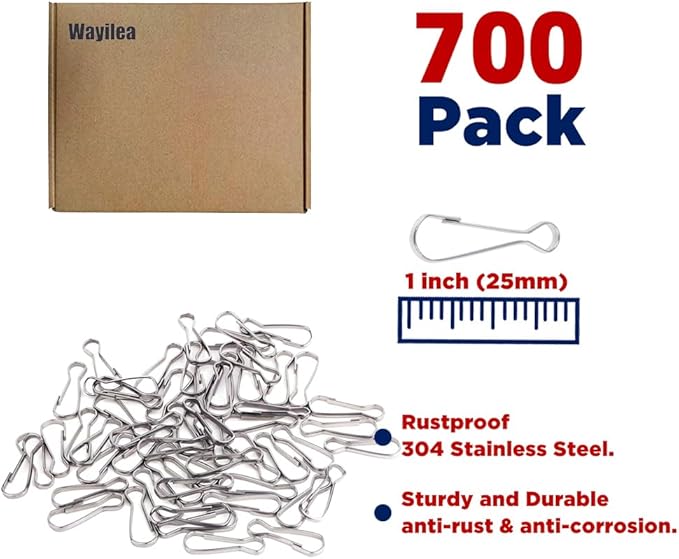 Stainless Steel Spring Clips Lanyard Snap Hooks for Name Tag Badges Key Ring Keychain Zipper DIY Crafts (700 Pack Hooks)