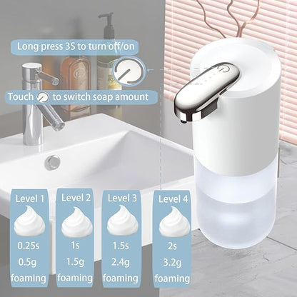 2Pack Automatic Foaming Soap Dispenser, Touchless Soap Dispenser Wall Mount 4 Level Adjustable Sensor Electric Soap Hand Dispenser,USB C Rechargeable Dish Dispenser for Bathroom