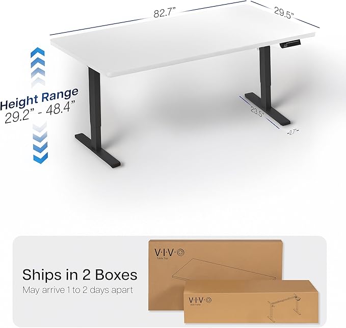 VIVO Large Electric 83 x 30 in Standing Desk, Memory Height Adjustment, 1B Series, White Top Black Frame, DESK-KIT-1B8W