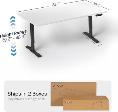 VIVO Large Electric 83 x 30 in Standing Desk, Memory Height Adjustment, 1B Series, White Top Black Frame, DESK-KIT-1B8W