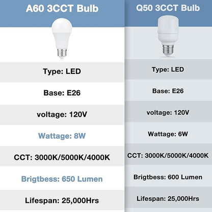 aooshine White Table Lamp for Bedside - 3 Color Temperature 3000K 5000K 4000K Bedroom Lamp, Pull Chain Control, USB A and C Ports, AC Outlets, Bulb Included, Medium