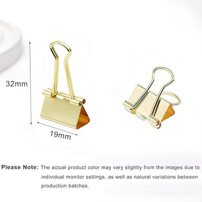50 Pack Small Gold Binder Clips 3/4 Inch (19 mm), Colored Little Paper Clamps, Tiny Mini Paper Clips for Office Home School Business 0.75"