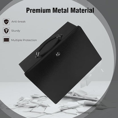 Fireproof Document Box,X Large Fire Resistant Safe Box with Key Lock for Home, Portable Fireproof Lock Box for Personal Items, Passport, Cash, Tablet, Exterior 13.2" x 11" x 4.13"