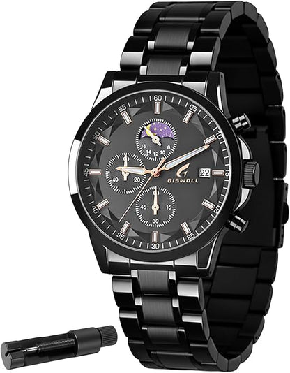 Distinctive Mens Analog Chronograph Watches with Auto Date & Multi Subdials, Fashion Casual Sport Quartz Wrist Watches with Luminous, 3ATM Waterproof, Valentines Day Gifts for Him, Boyfriend, Husband, Dad
