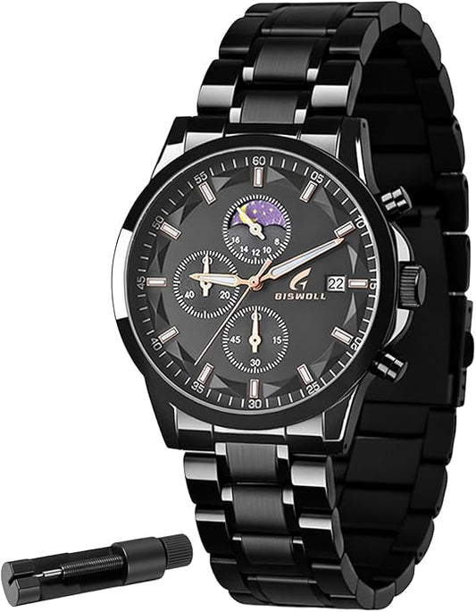 Distinctive Mens Analog Chronograph Watches with Auto Date & Multi Subdials, Fashion Casual Sport Quartz Wrist Watches with Luminous, 3ATM Waterproof, Valentines Day Gifts for Him, Boyfriend, Husband, Dad