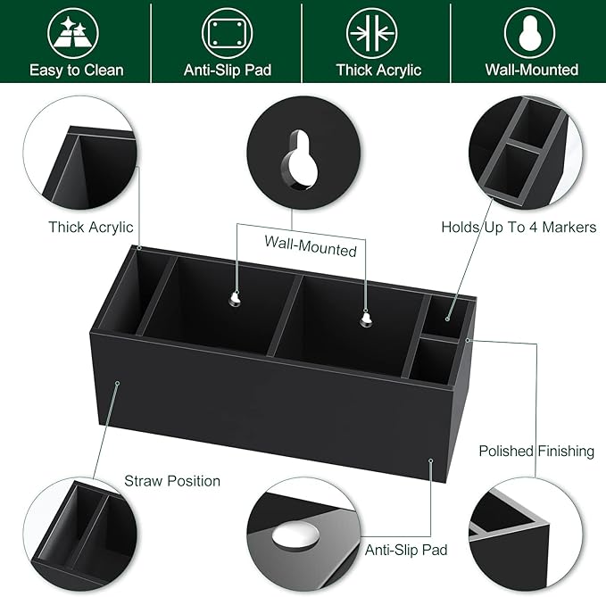 Double Cup Holder with Marker Slot, Party Cup Dispenser Acrylic Cup Organizer Mark Your Cup and Drink Up Caddy Modern Bar Counter Decor, Black